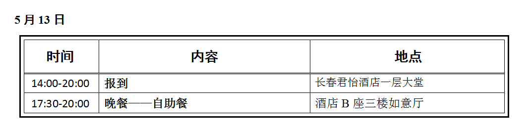 5月13日 日程安排